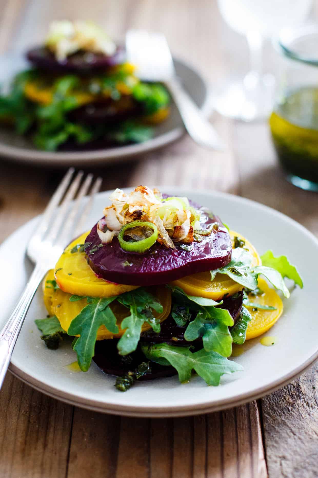 Roasted Beet Salad with Tarragon-Basil Infused Olive Oil