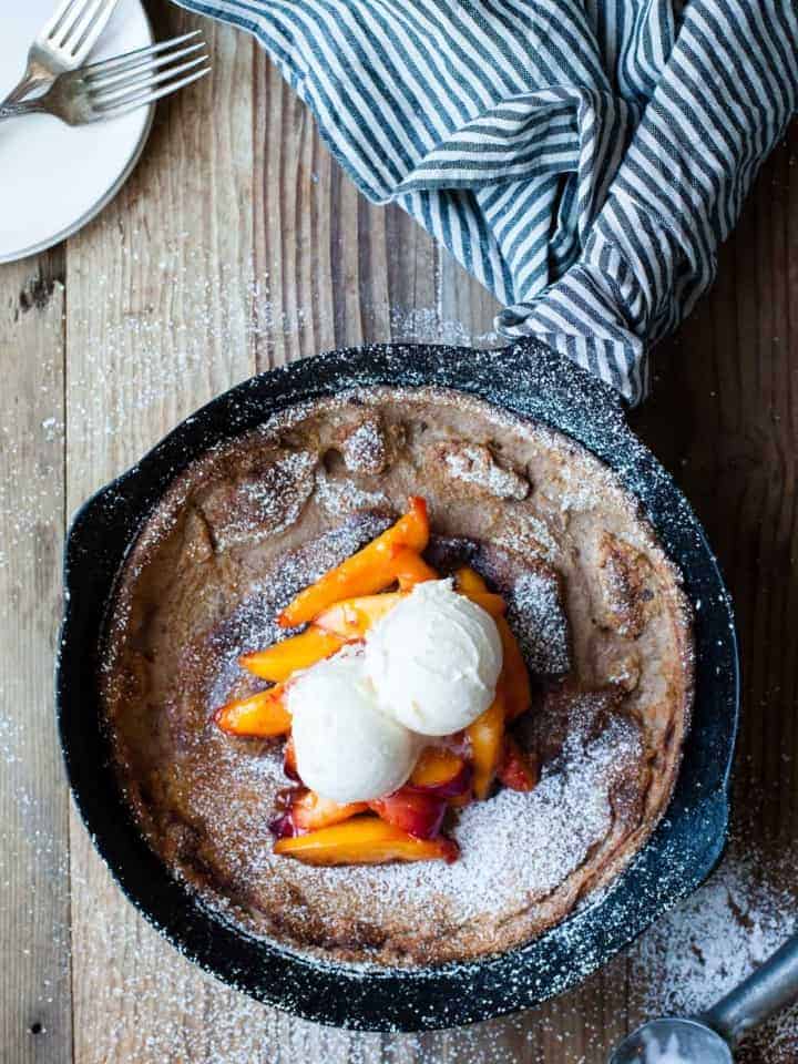 Chestnut Dutch Baby with Caramelized Nectarines