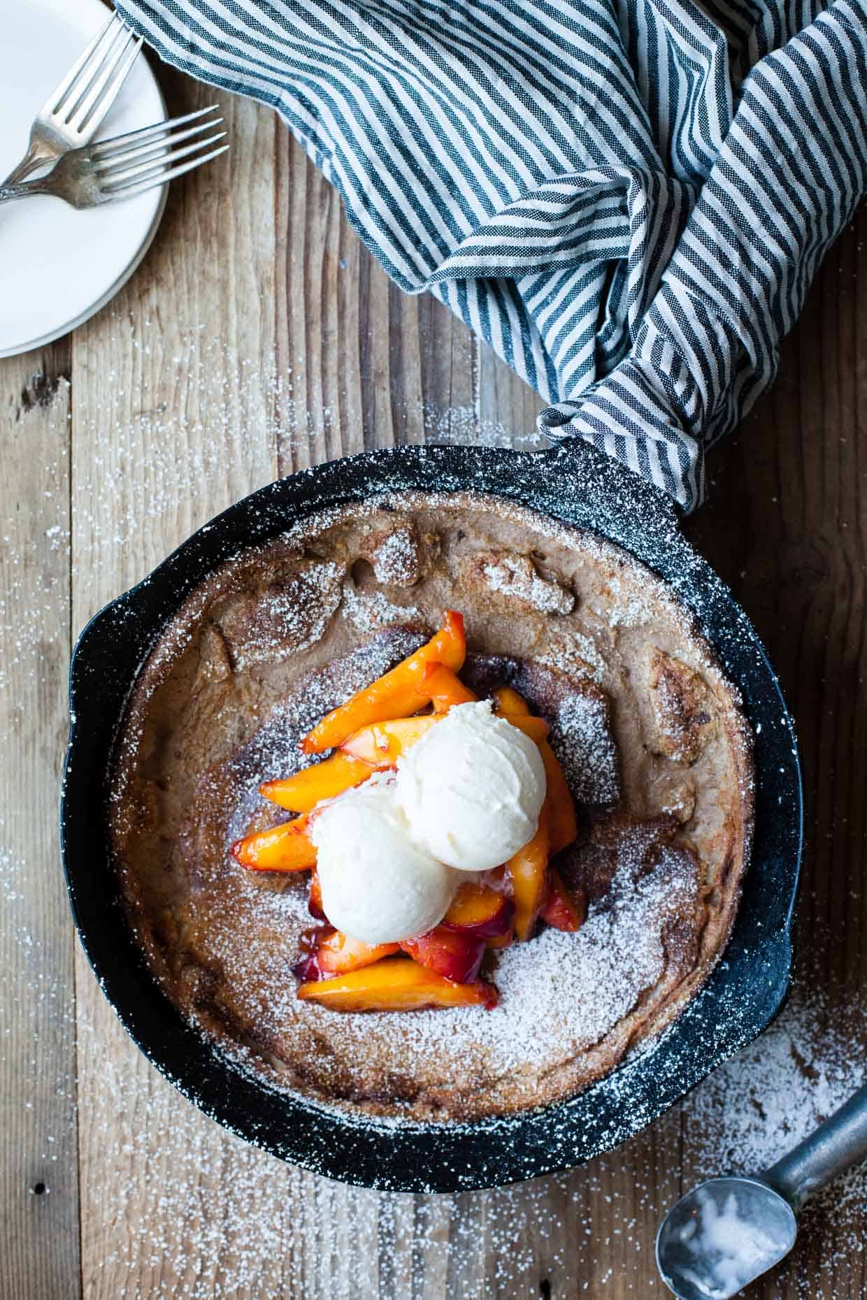 Chestnut Dutch Baby with Caramelized Nectarines