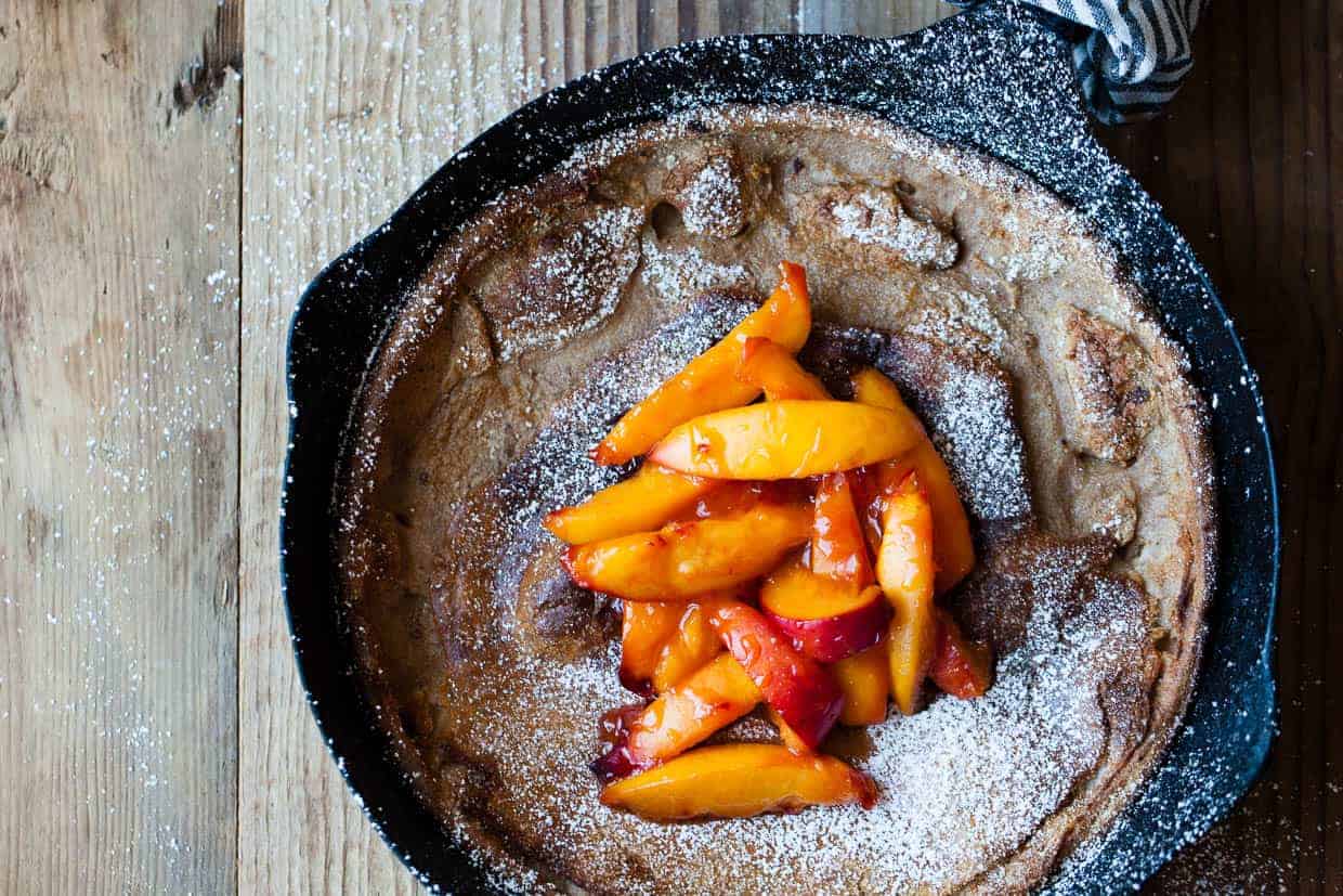 Chestnut Dutch Baby with Caramelized Nectarines