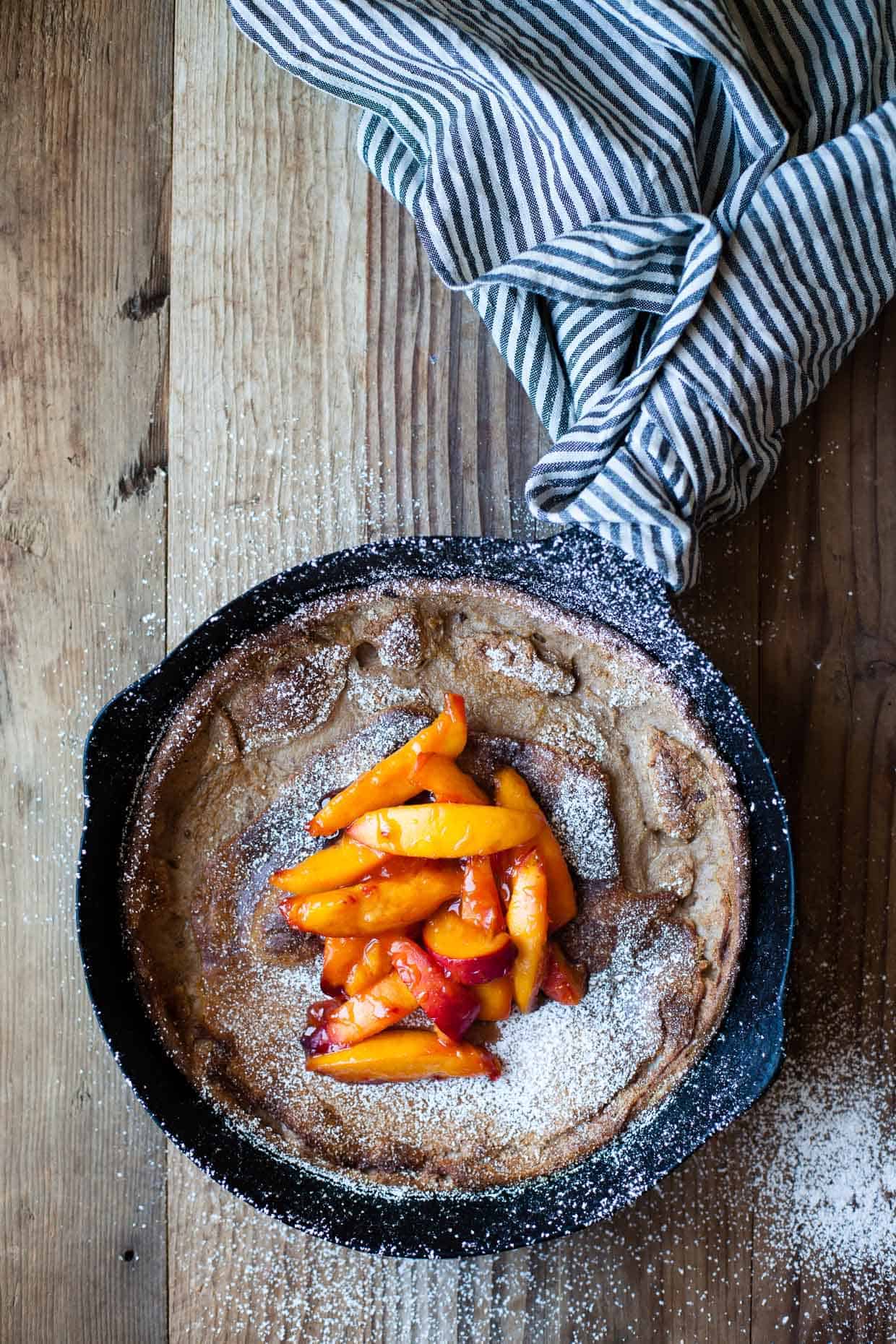 Chestnut Dutch Baby with Caramelized Nectarines