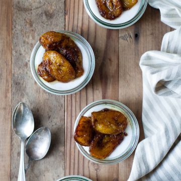 Vanilla Haupia Coconut Pudding with Caramelized Plantains