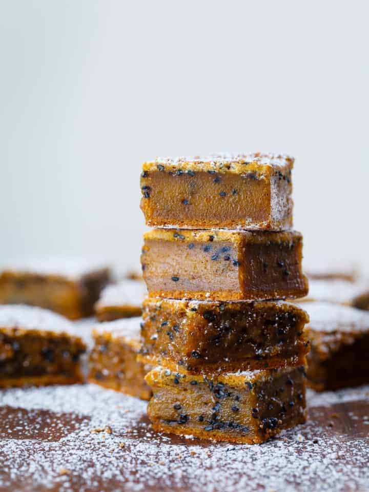 Black Sesame Pumpkin Mochi Cake