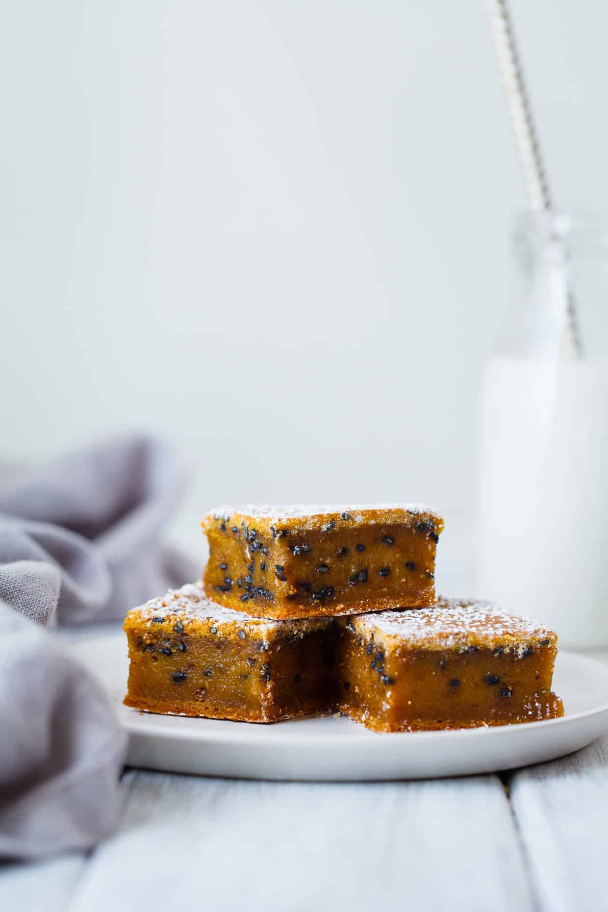 Black Sesame Pumpkin Mochi Cake