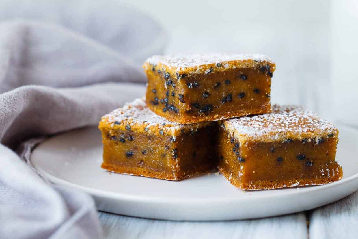 Black Sesame Pumpkin Mochi Cake