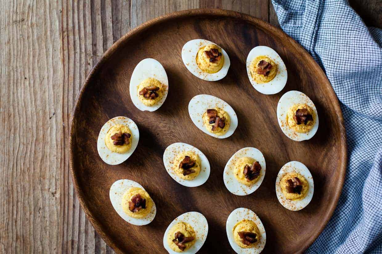 Butternut Squash Deviled Eggs with Bacon