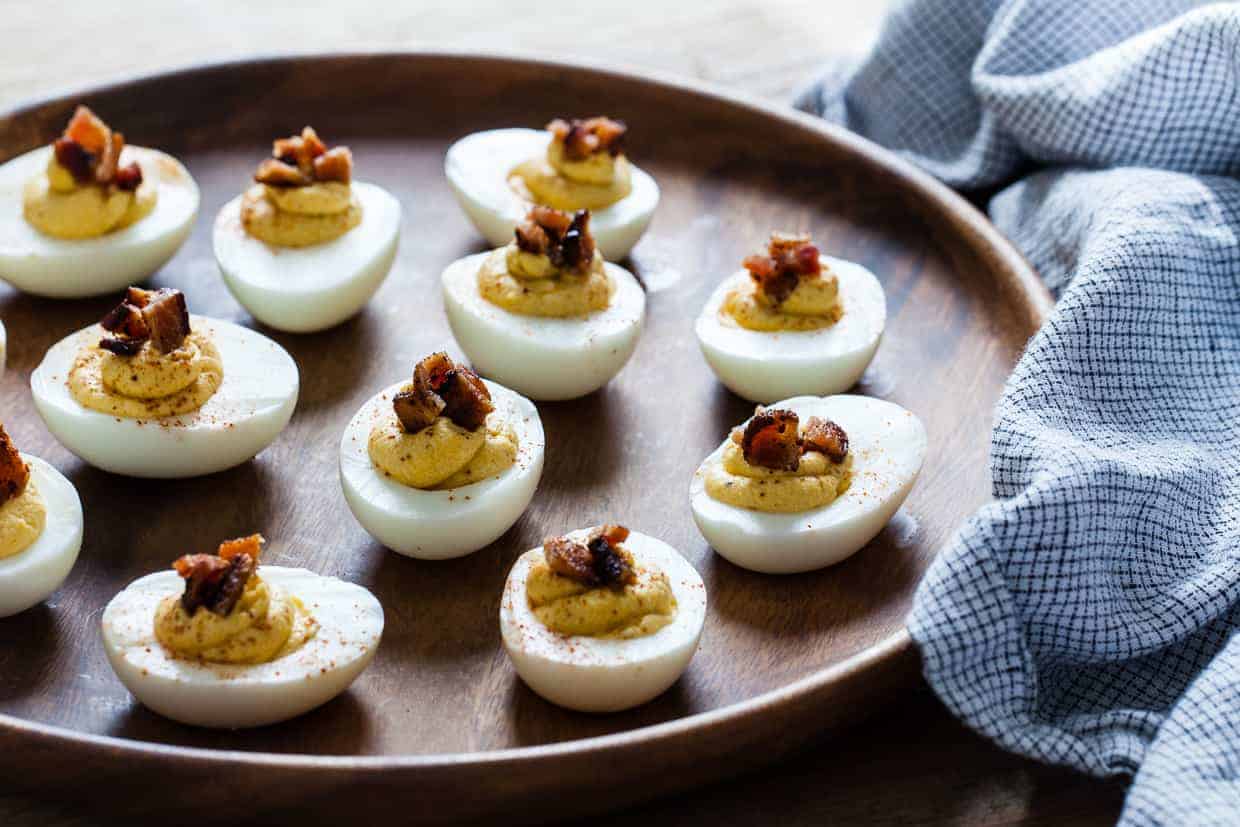 Butternut Squash Deviled Eggs with Bacon