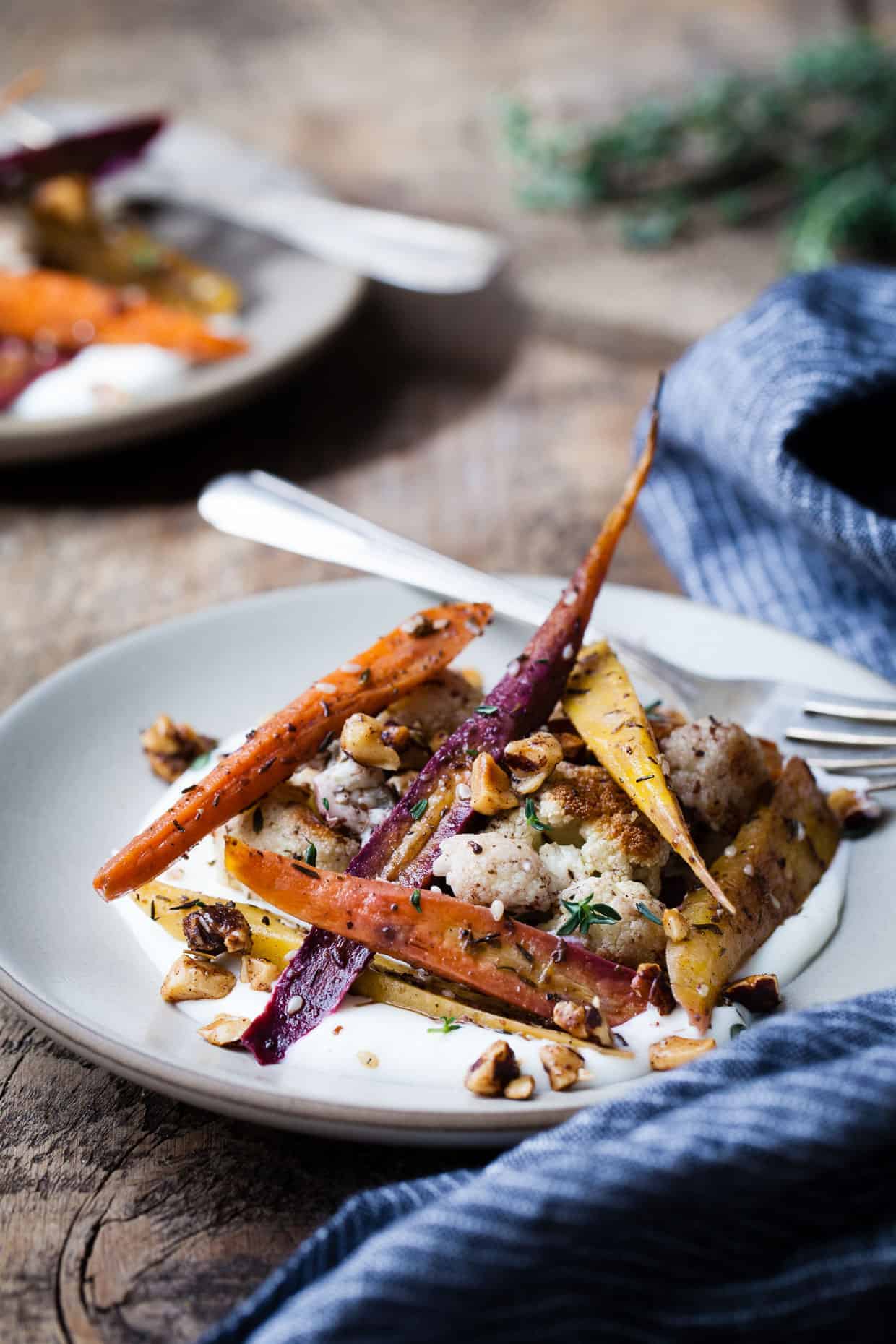 Za'atar Roasted Carrots and Cauliflower with Salted Yoghurt