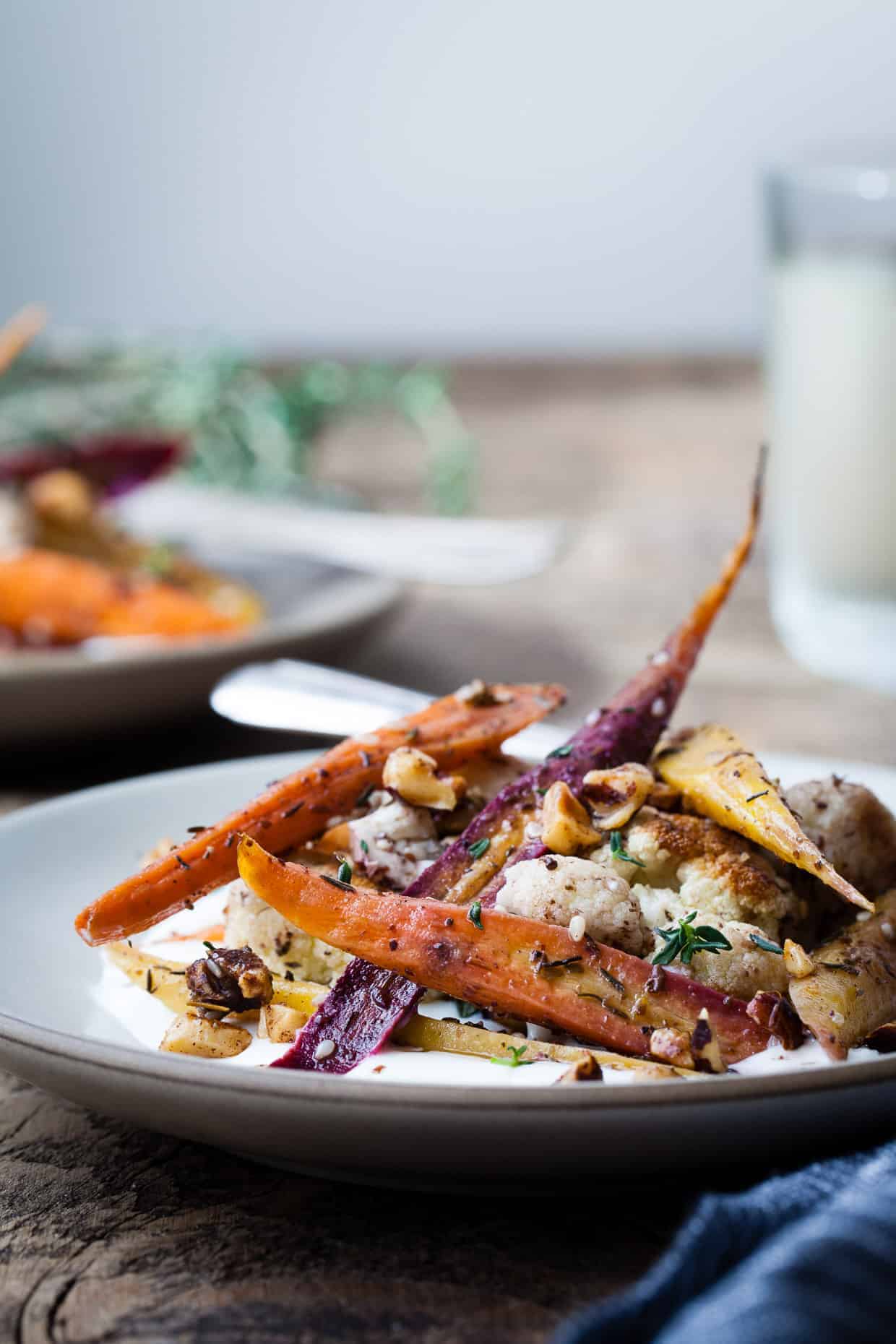 Za'atar Roasted Carrots and Cauliflower with Salted Yoghurt