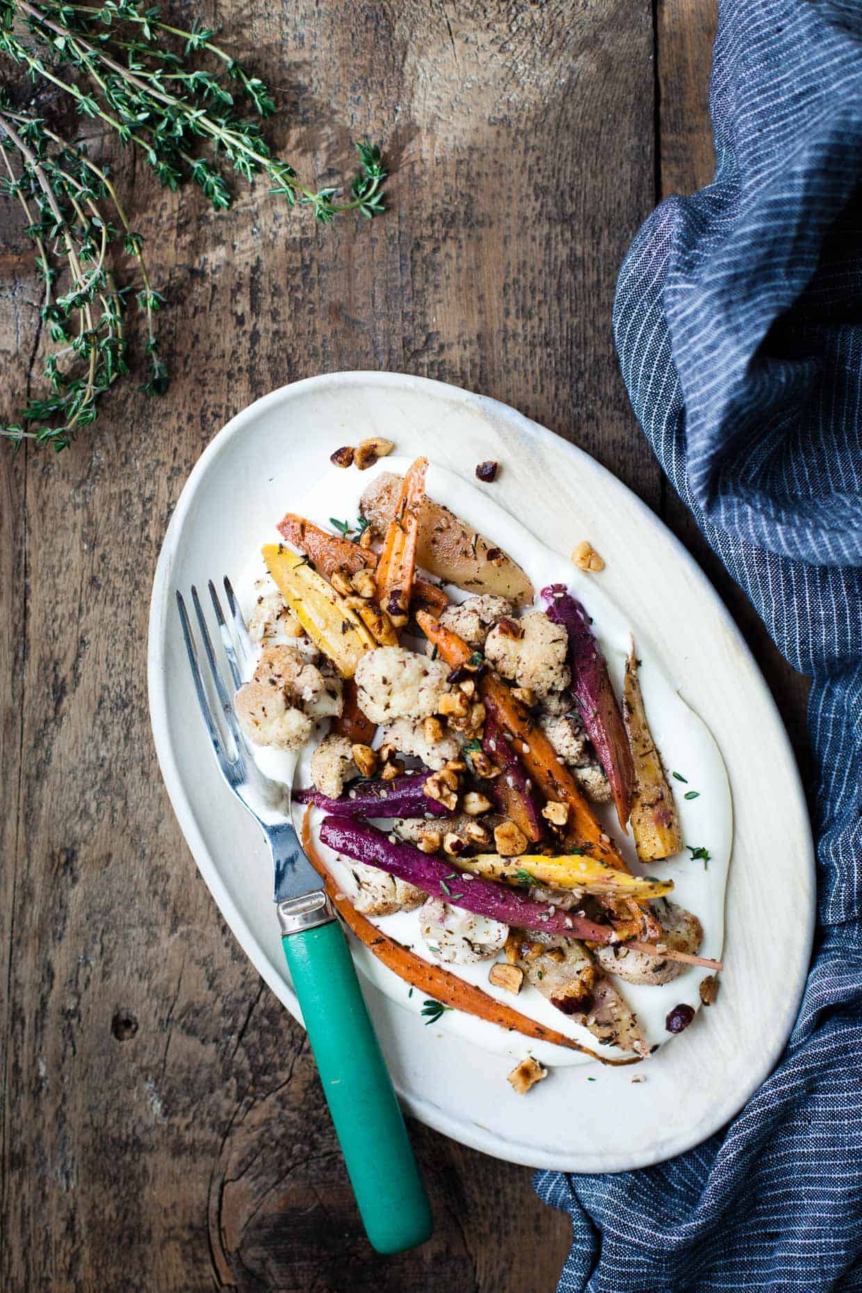 Za'atar Roasted Carrots and Cauliflower with Salted Yoghurt