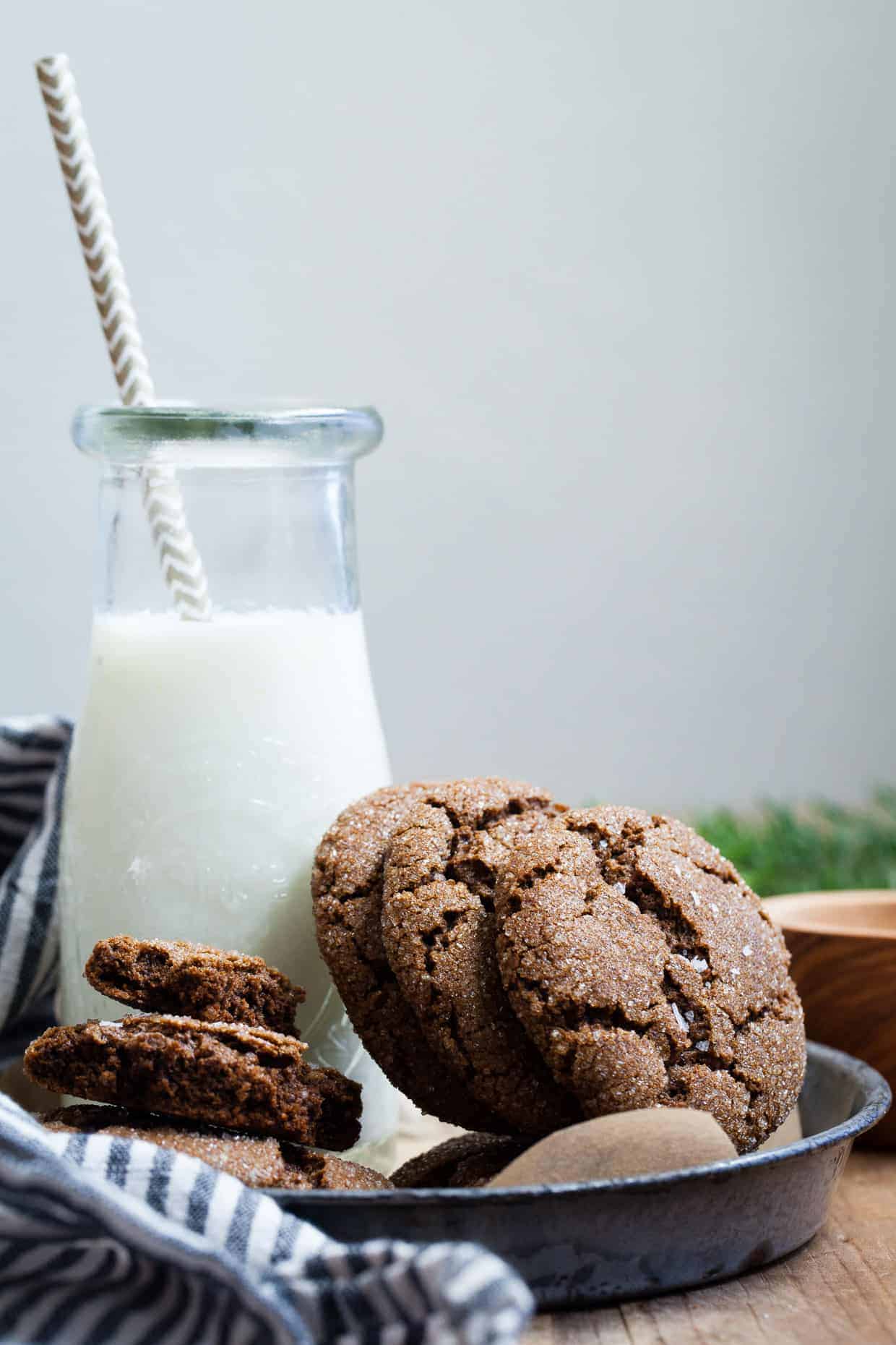 Salted Bacon Fat Ginger Molasses Cookies {gluten-free}