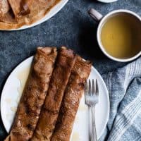 Hazelnut Chestnut Crepes with Brie & Burnt Honey