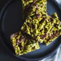 Matcha Black Sesame Rice Krispie Treats with Chocolate Chunks