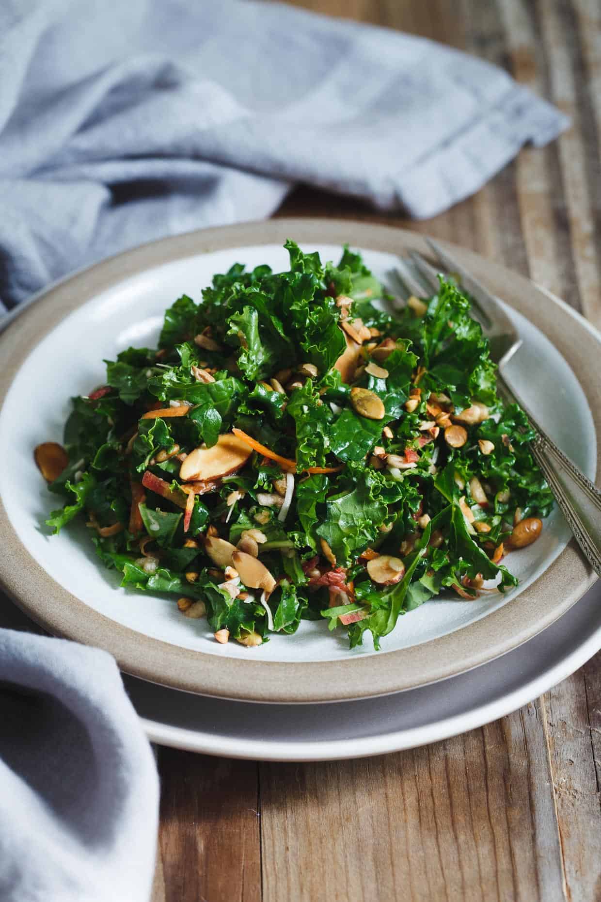 Kale Salad with Toasted Nuts, Seeds, & Buckwheat