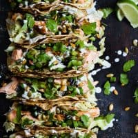 Salmon Tacos with Green Onion & Asparagus Salsa