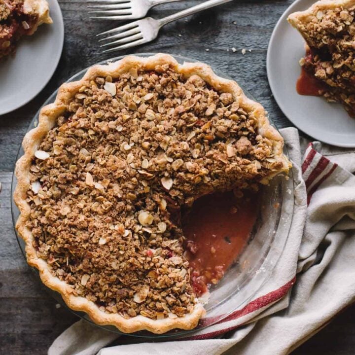 Gluten-Free Strawberry Rhubarb Pie with Crumb Topping - Snixy Kitchen