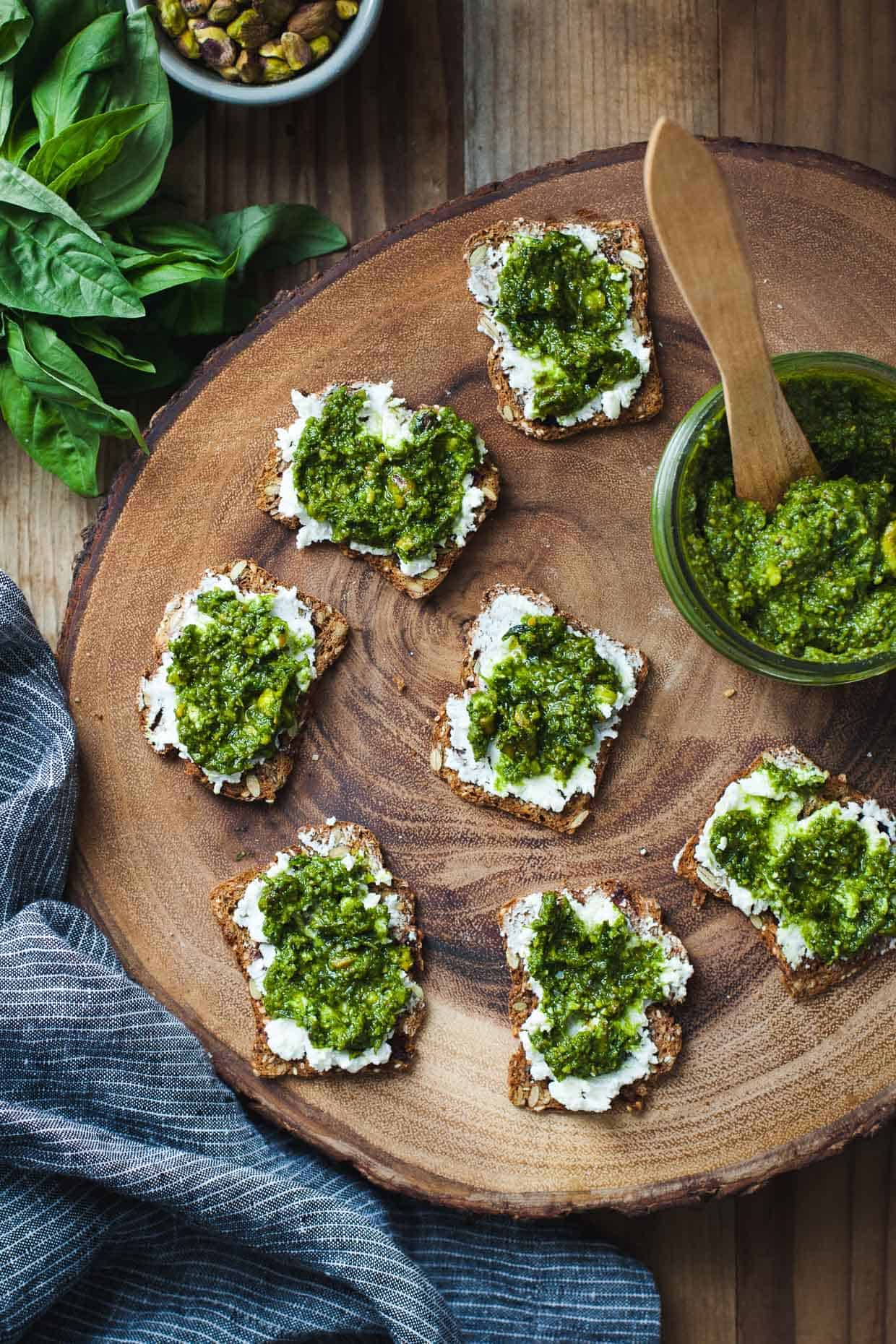 Green Goddess Pesto & Goat Cheese Bites