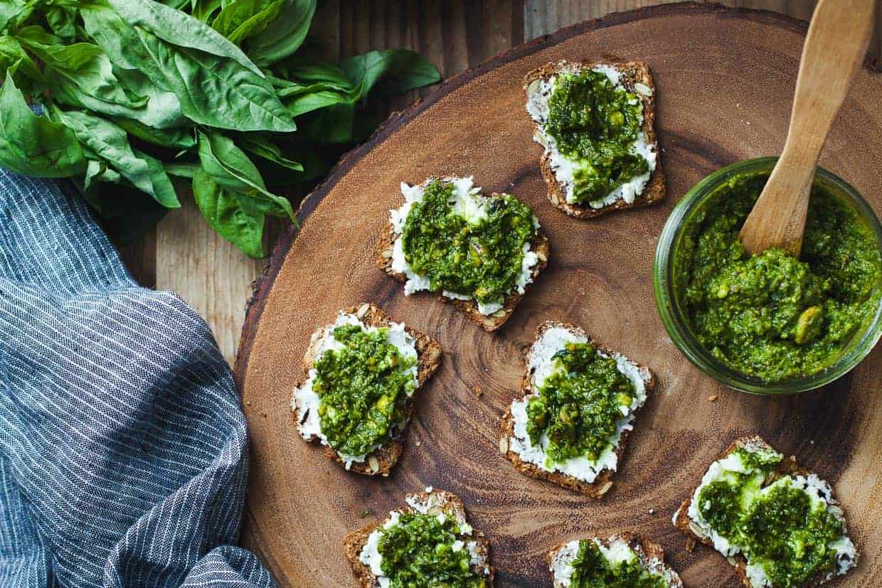 Green Goddess Pesto & Goat Cheese Bites