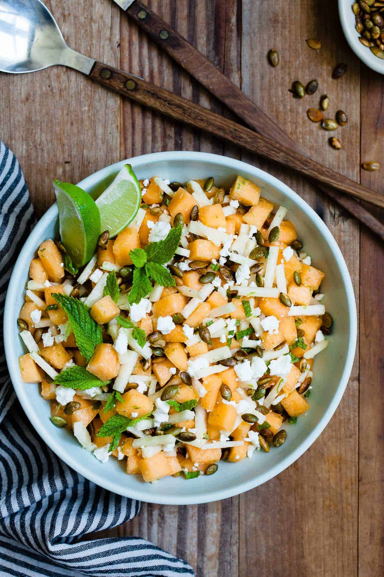 Mint Jicama Cantaloupe Salad with Toasted Pepitas