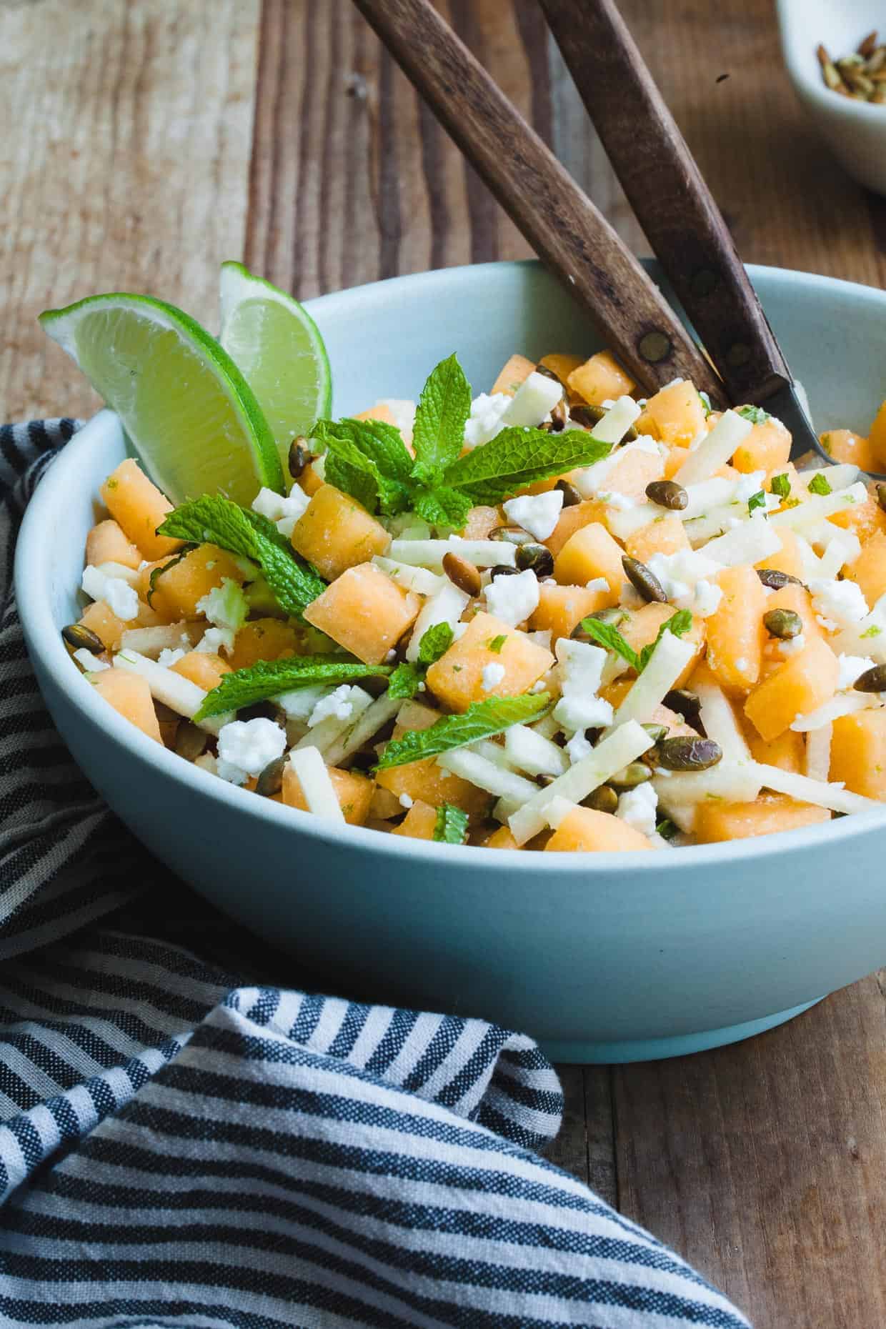 Mint Jicama Cantaloupe Salad with Toasted Pepitas