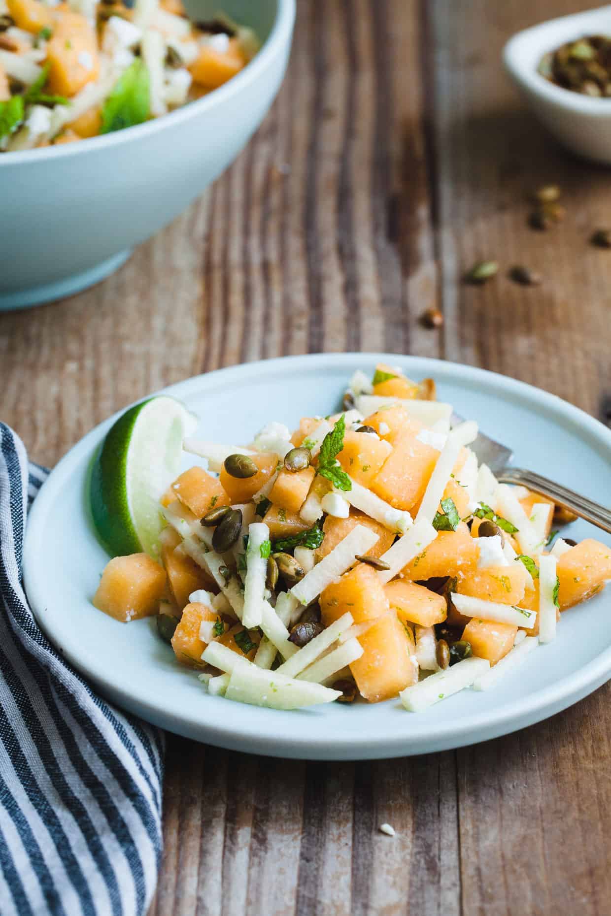 Mint Jicama Cantaloupe Salad with Toasted Pepitas