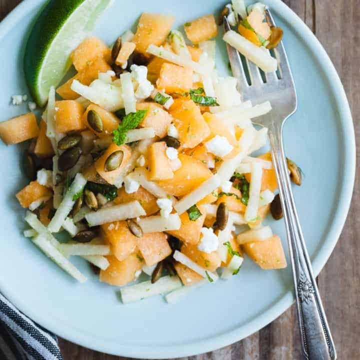 Mint Jicama Cantaloupe Salad with Toasted Pepitas