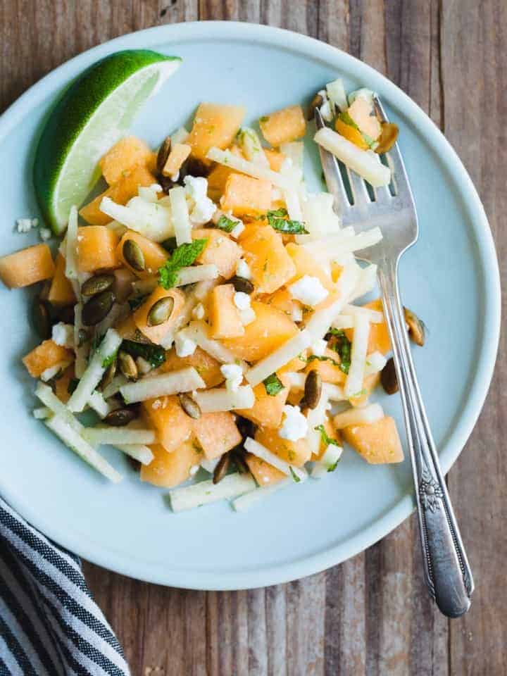 Mint Jicama Cantaloupe Salad with Toasted Pepitas