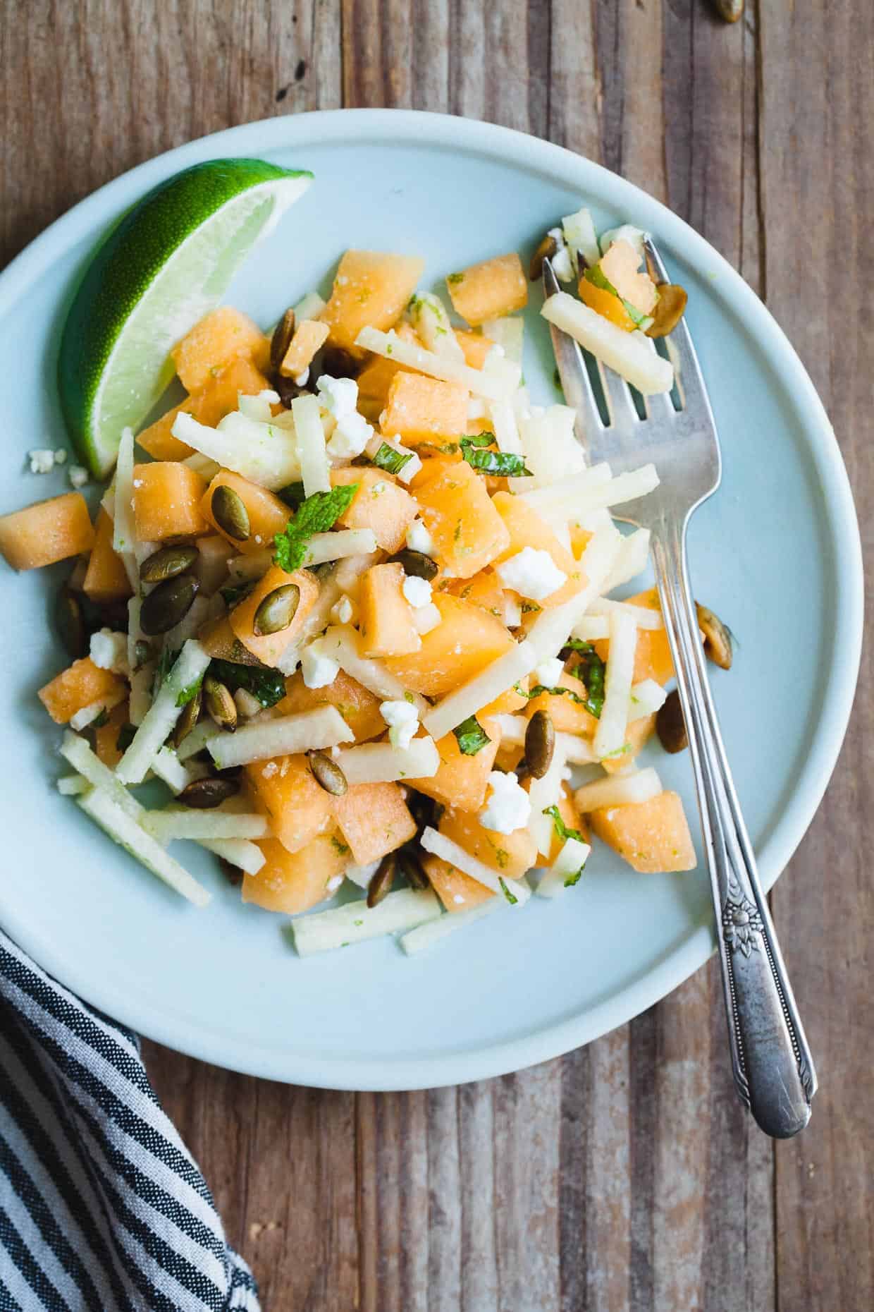 Mint Jicama Cantaloupe Salad with Toasted Pepitas