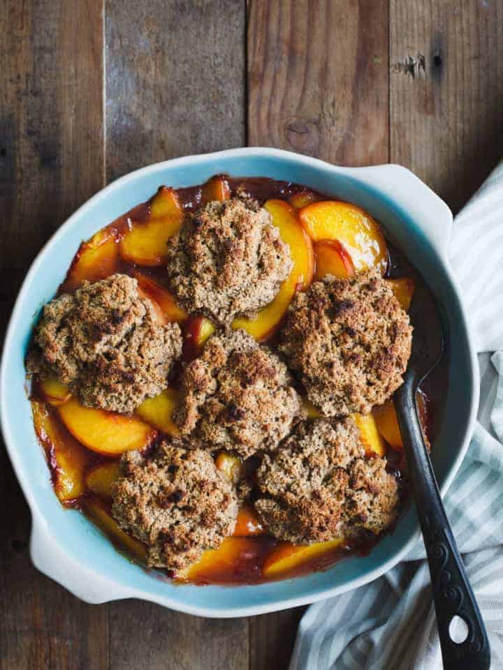 Gluten-Free Peach Cobbler Brown Butter Chestnut Biscuits