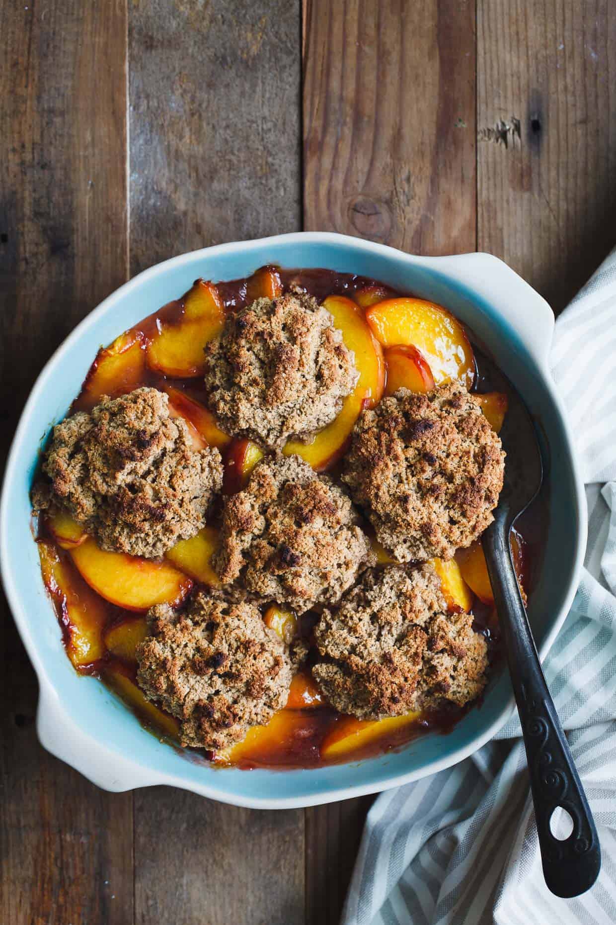 Gluten-Free Peach Cobbler Brown Butter Chestnut Biscuits