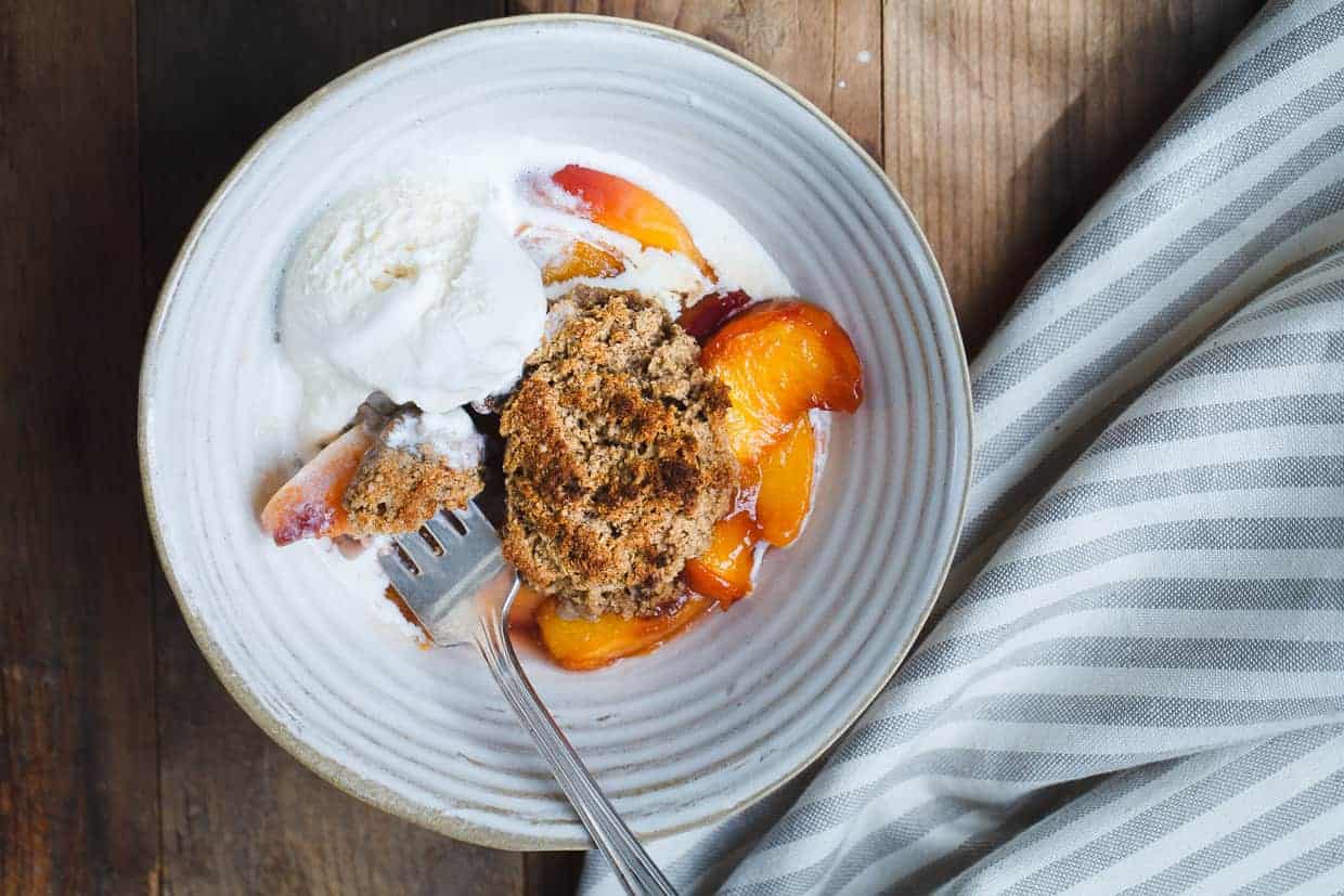 Gluten-Free Peach Cobbler Brown Butter Chestnut Biscuits