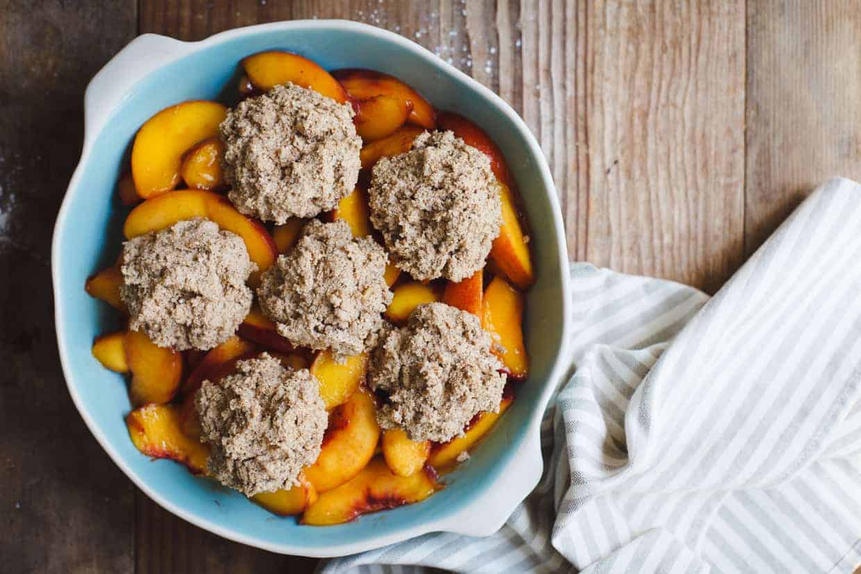 Gluten-Free Peach Cobbler Brown Butter Chestnut Biscuits