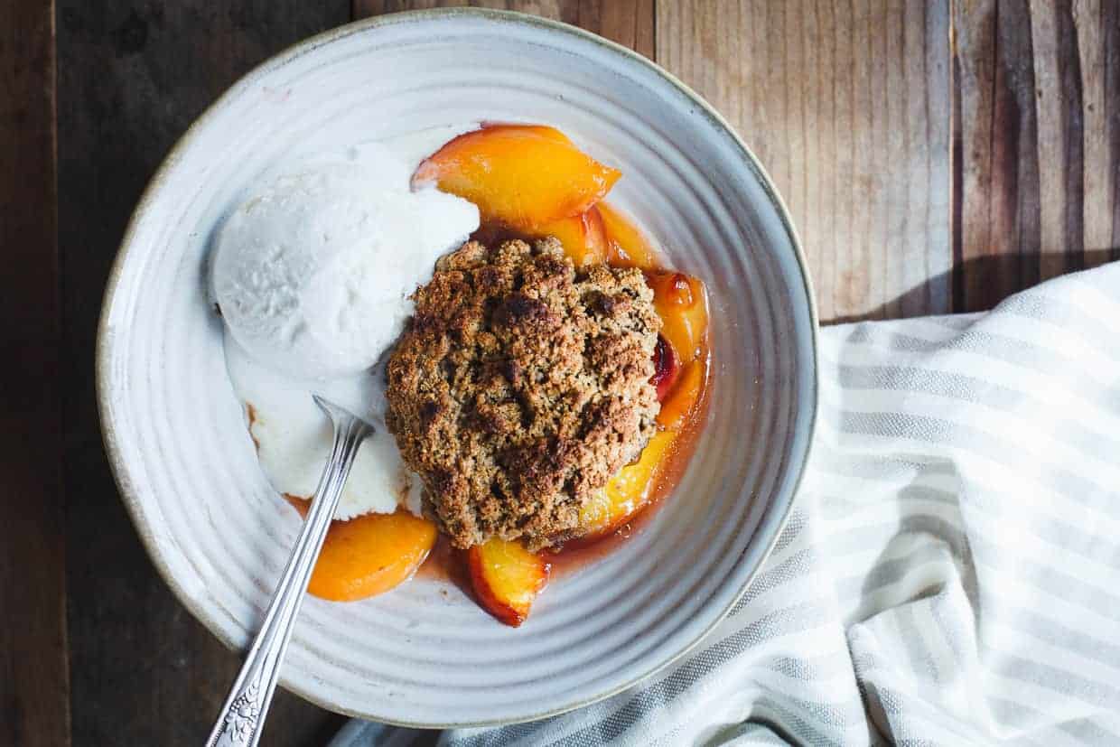 Gluten-Free Peach Cobbler Brown Butter Chestnut Biscuits