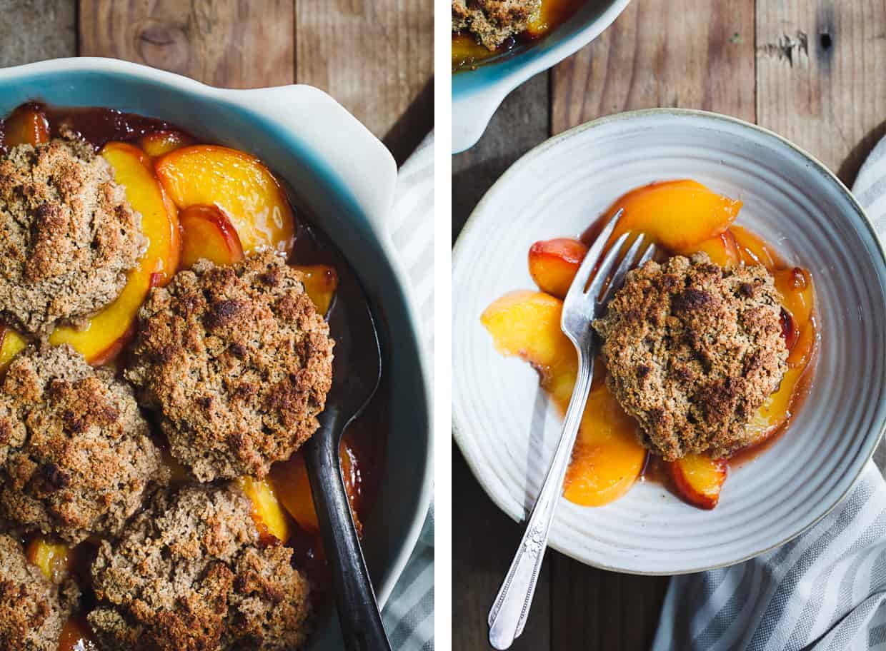 Gluten-Free Peach Cobbler Brown Butter Chestnut Biscuits