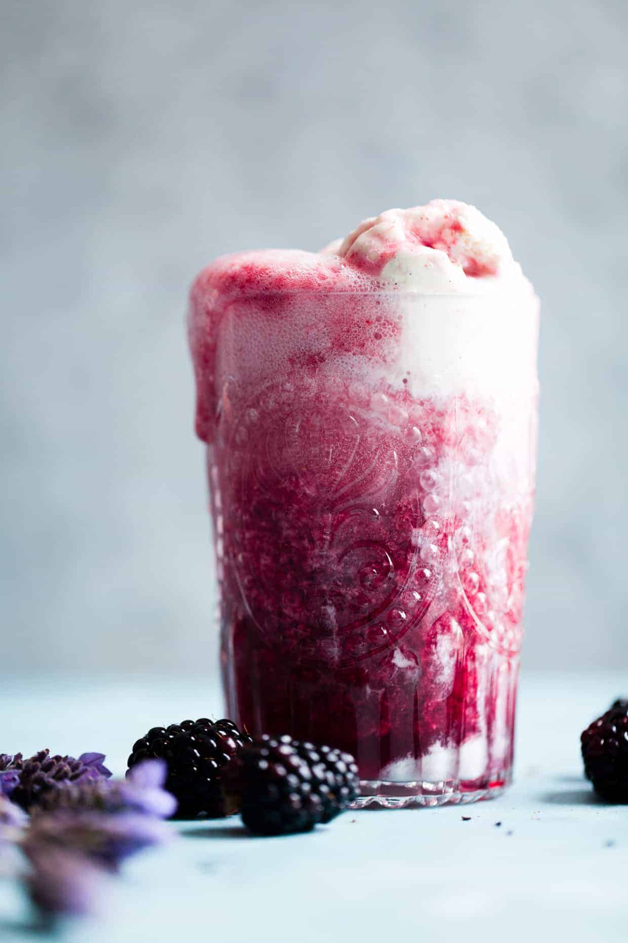 Lavender Earl Grey Blackberry Ice Cream Floats