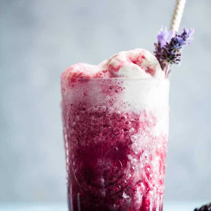 Lavender Earl Gray Blackberry Ice Cream Floats