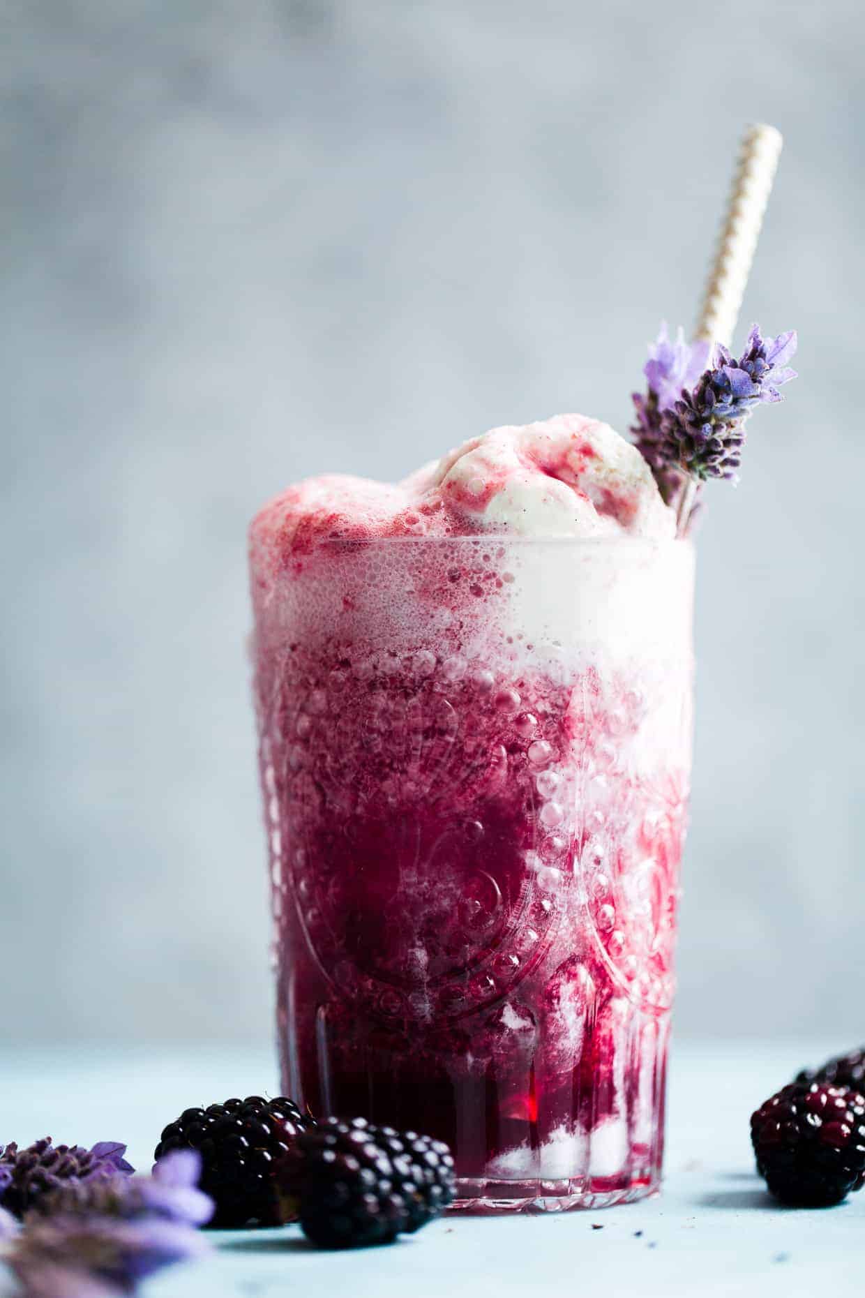 Lavender Earl Grey Blackberry Ice Cream Floats