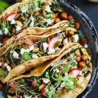 Mole-Spiced Chickpea & Grilled Zucchini Tacos