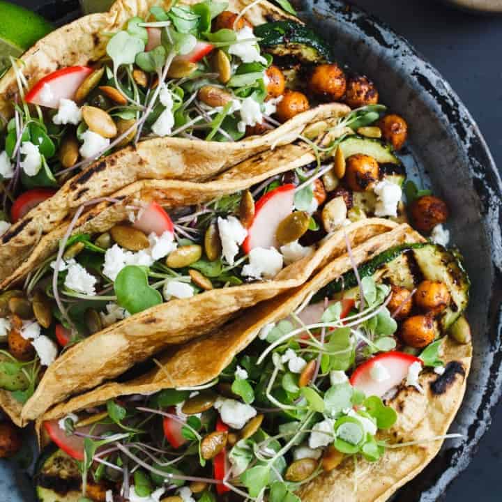 Mole-Spiced Chickpea & Grilled Zucchini Tacos