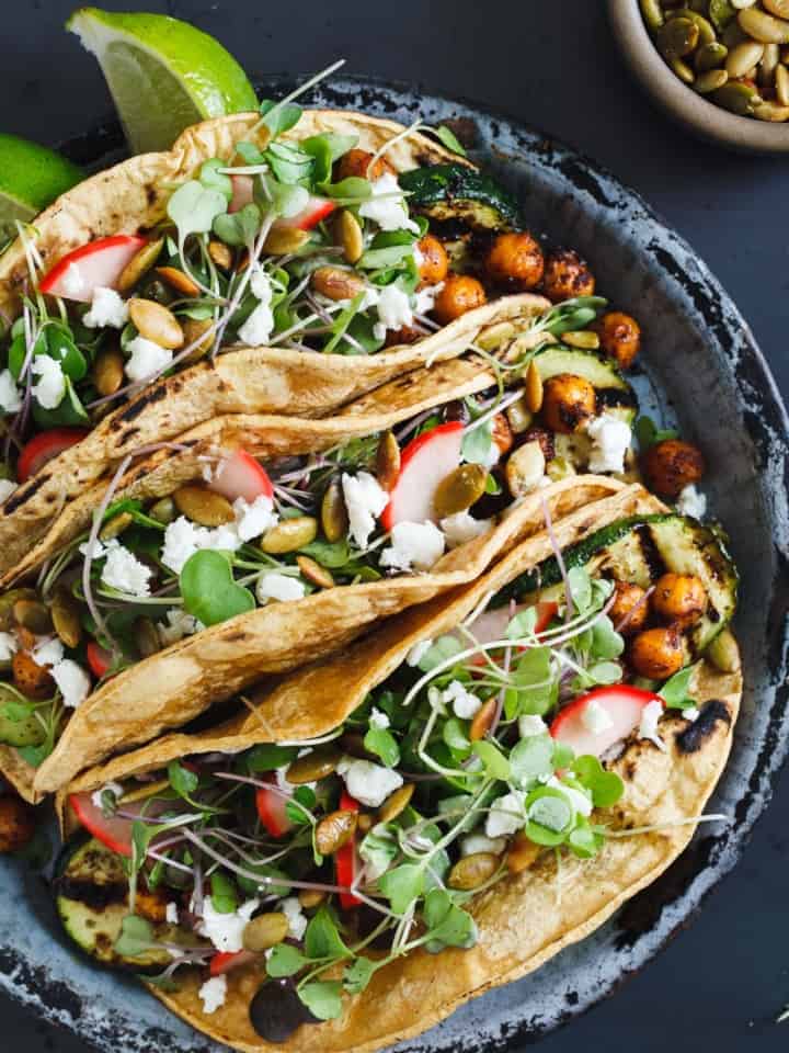 Mole-Spiced Chickpea & Grilled Zucchini Tacos