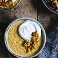 Pumpkin Tapioca Pudding with Candied Pumpkin Seeds