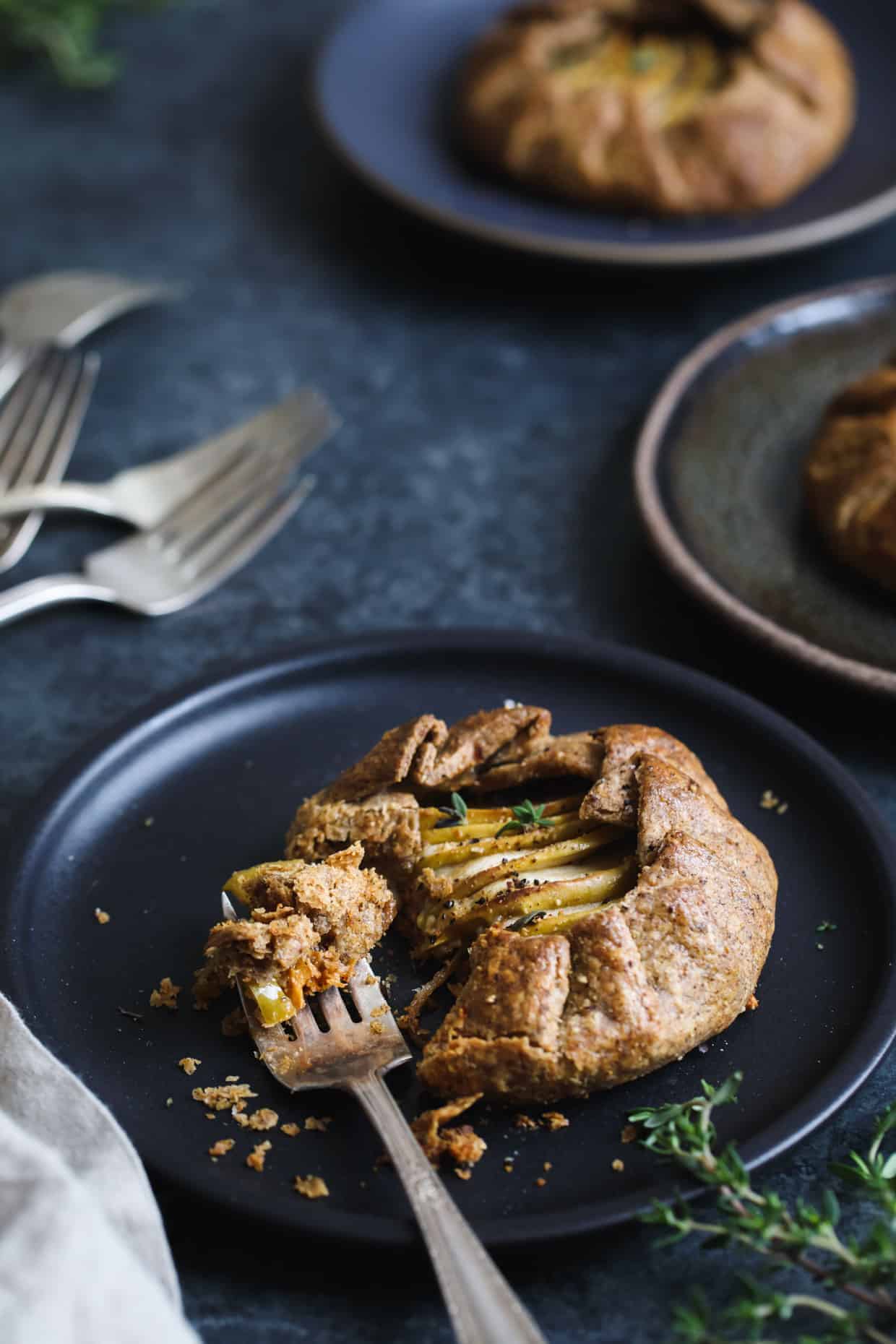 Apple, Cheddar, & Caramelized Onion Galettes with Gluten-Free Buckwheat Crust