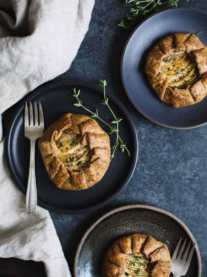 Apple, Cheddar, & Caramelized Onion Galettes with Gluten-Free Buckwheat Crust