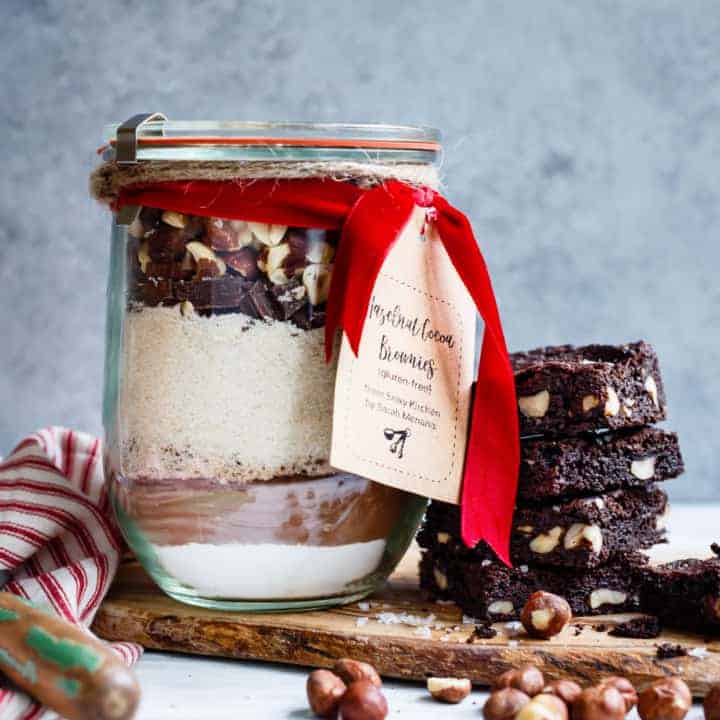 Gluten-Free Hazelnut Dark Chocolate Brownie Mix in a Jar