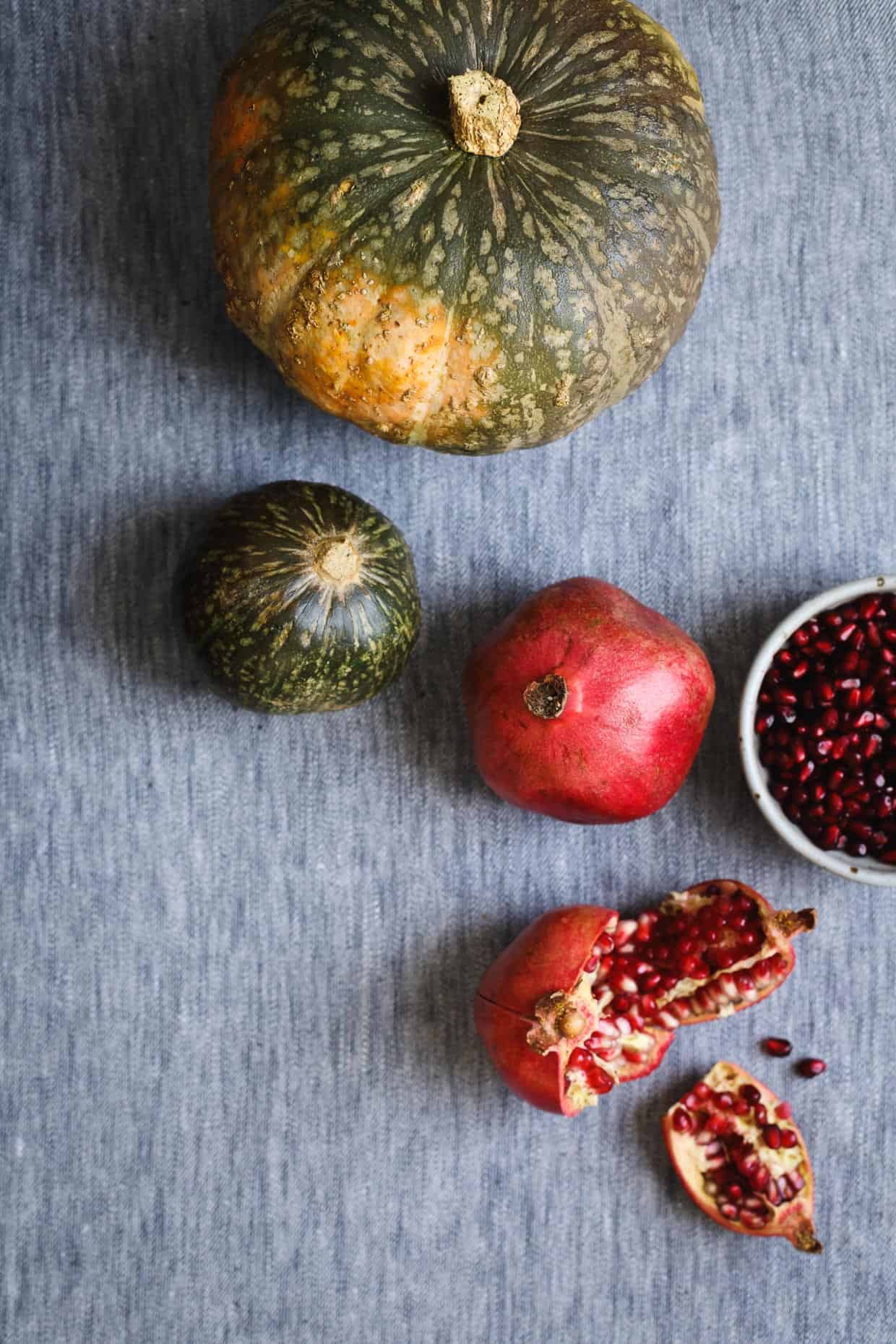 Kabocha squash and pomegranates