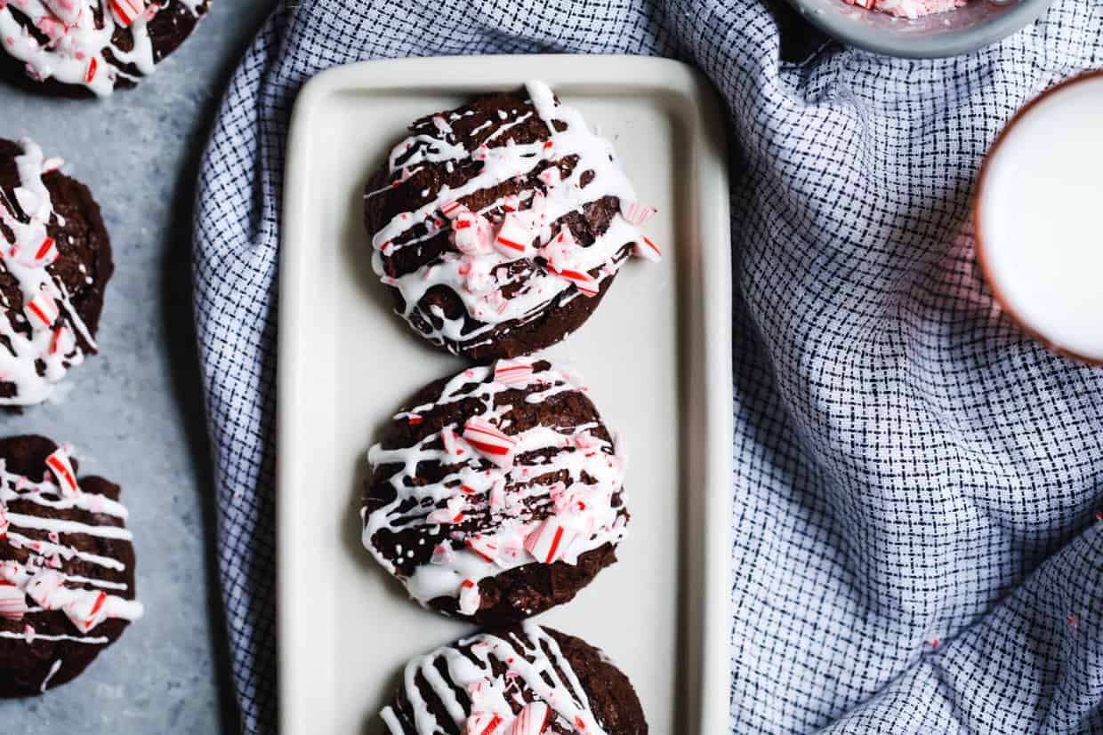 Flourless Peppermint Chocolate Marshmallow Cookies