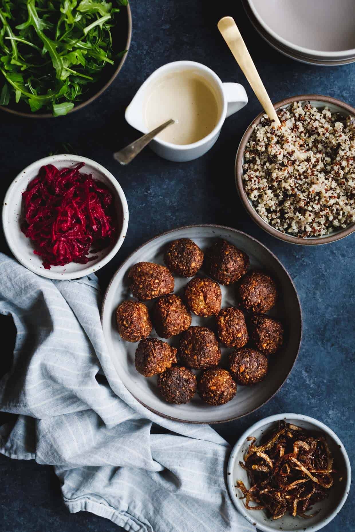 Gluten-Free Butternut Squash Falafel Salad Bowls with Pickled Beets