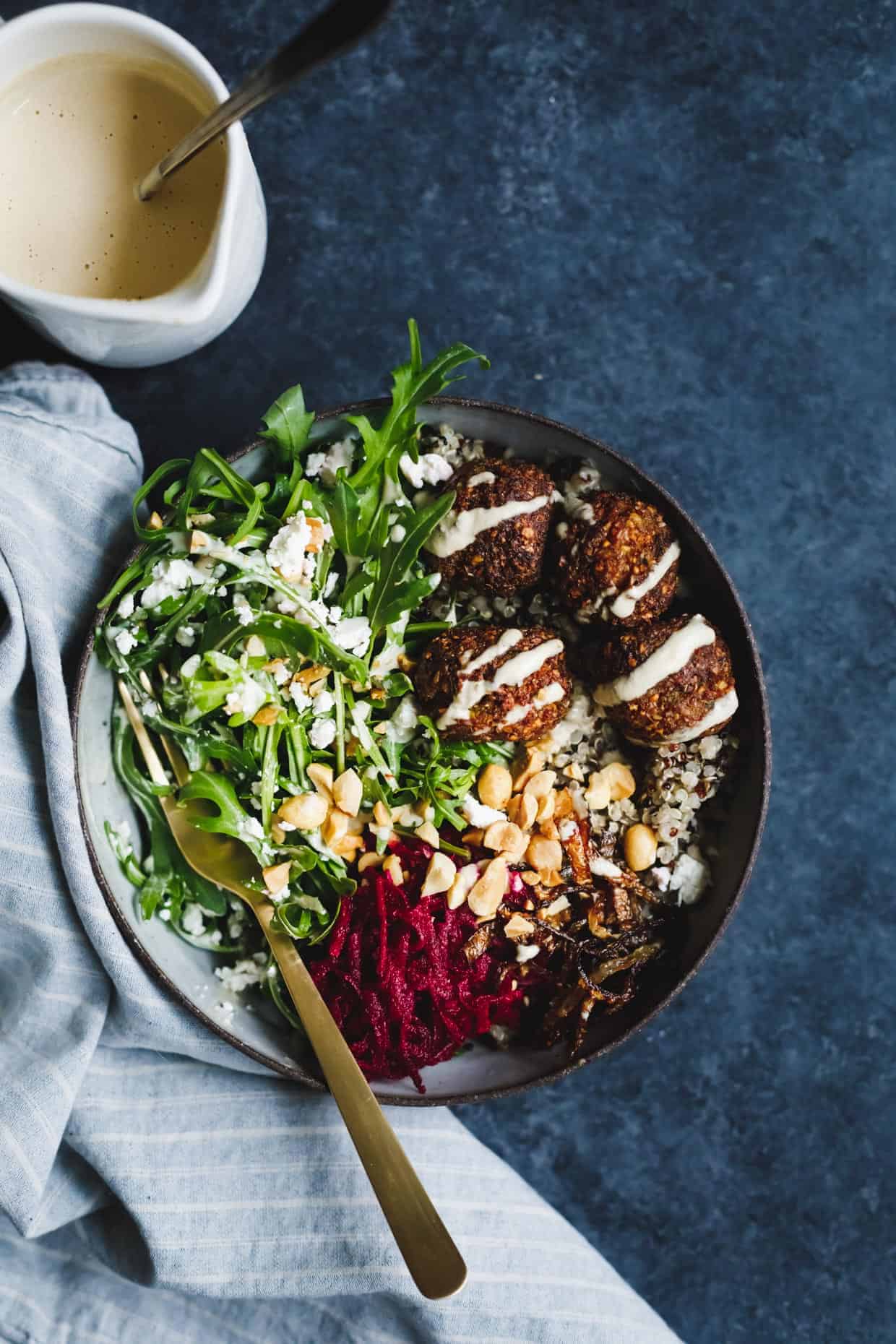 Gluten-Free Butternut Squash Falafel Salad Bowls with Pickled Beets