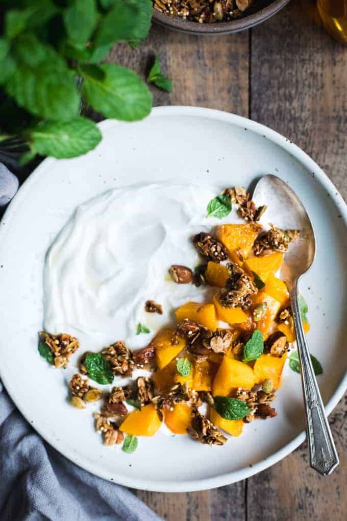 Roasted Butternut Squash and Cardamom Granola Yogurt Breakfast Bowls Snixy Kitchen