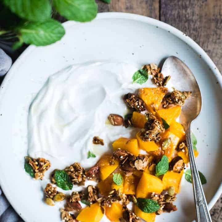 Butternut Squash and Granola Yogurt Breakfast Bowls